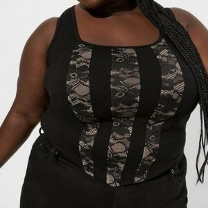 🆕️ BLACK PONTE SQUARE NECK LACE CORSET TOP